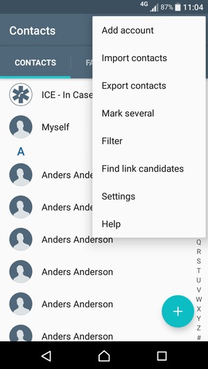 transfer contacts in SONY Xperia XA Ultra using the Google Account 