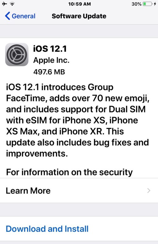Download iOS 12.1 