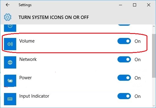 volume icon missing on windows 10