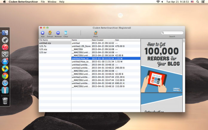 unpack rar files mac