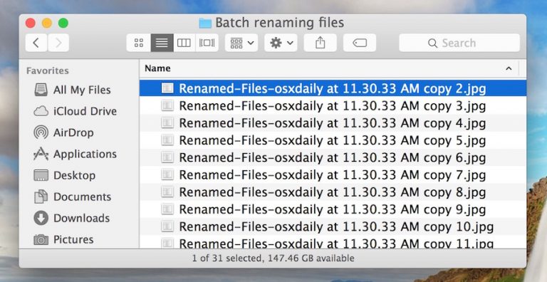 rename files on mac by clicking