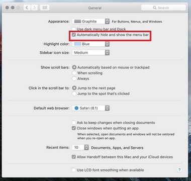 Auto-Hide the menu bar on a MacBook Pro