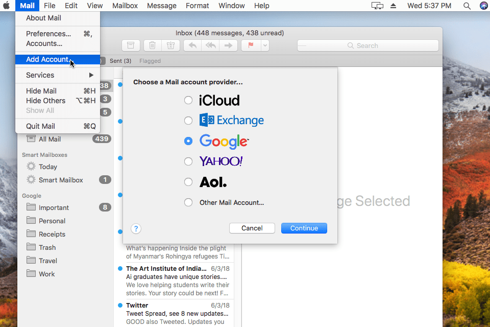 installing gmail on mac