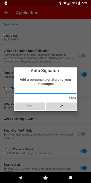 Add a signature to texts on Android