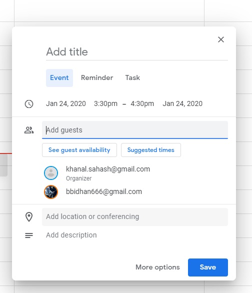 Using google calendar