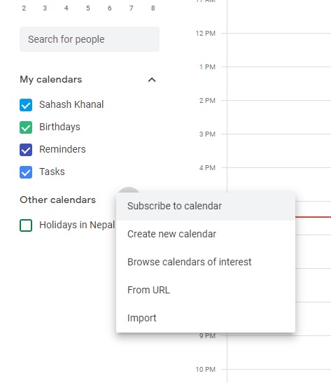 Using google calendar