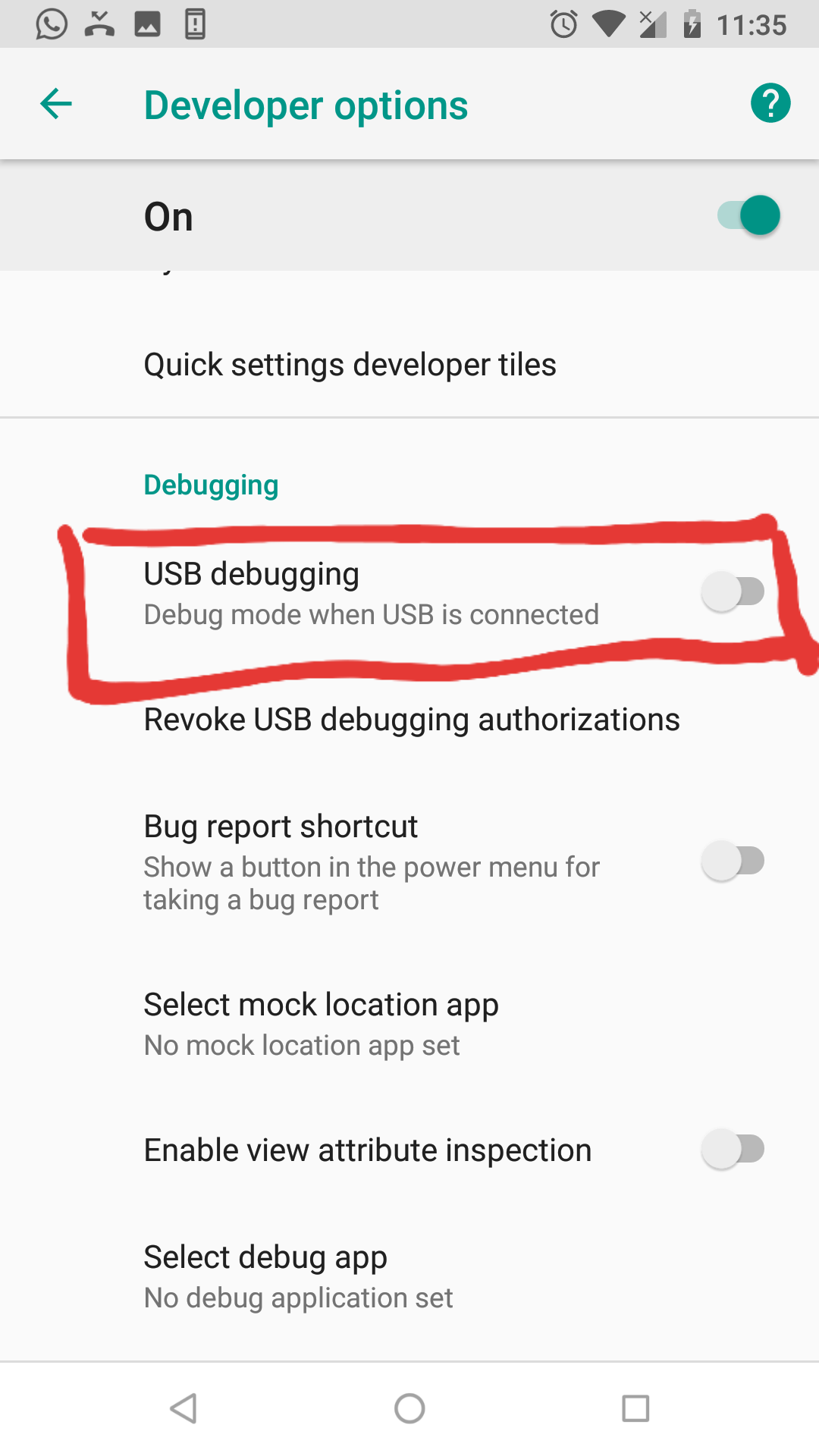 android studio debug on device
