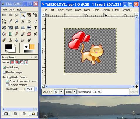 How to make image background transparent using GIMP