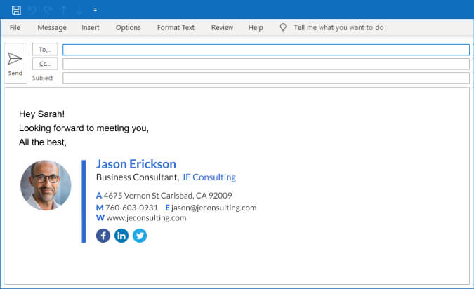 how to add facebook icon link to outlook email signature