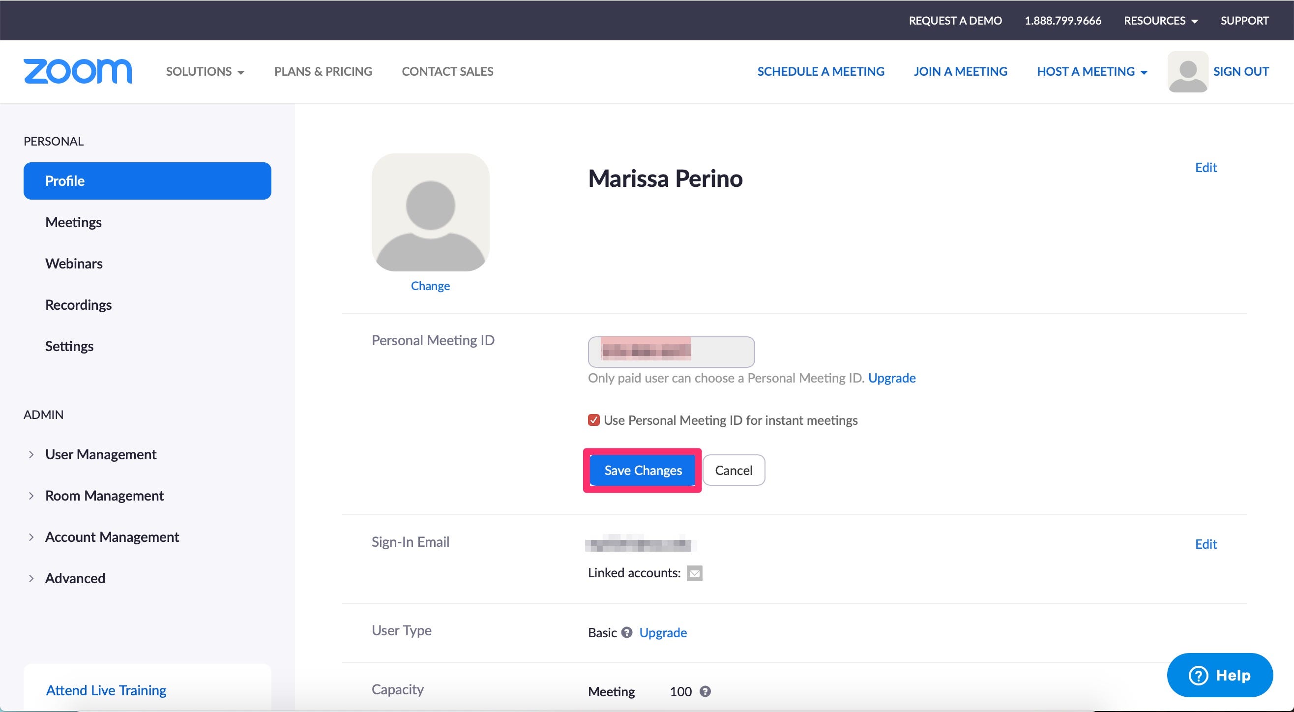 use personal meeting id for zoom