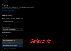 Select the extend display option