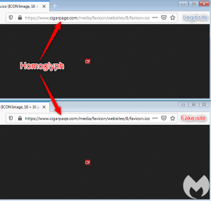 Similarities between URL path of the legitimate and fake favicons for authenticity