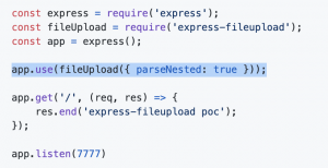Vulnerable configuration for express-fileupload