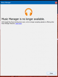 Google Play Music Manager for Windows Stops Working Already