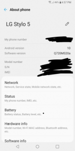 LG Stylo 5 Android 10 update