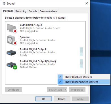 HDMI no sound error in Windows 10