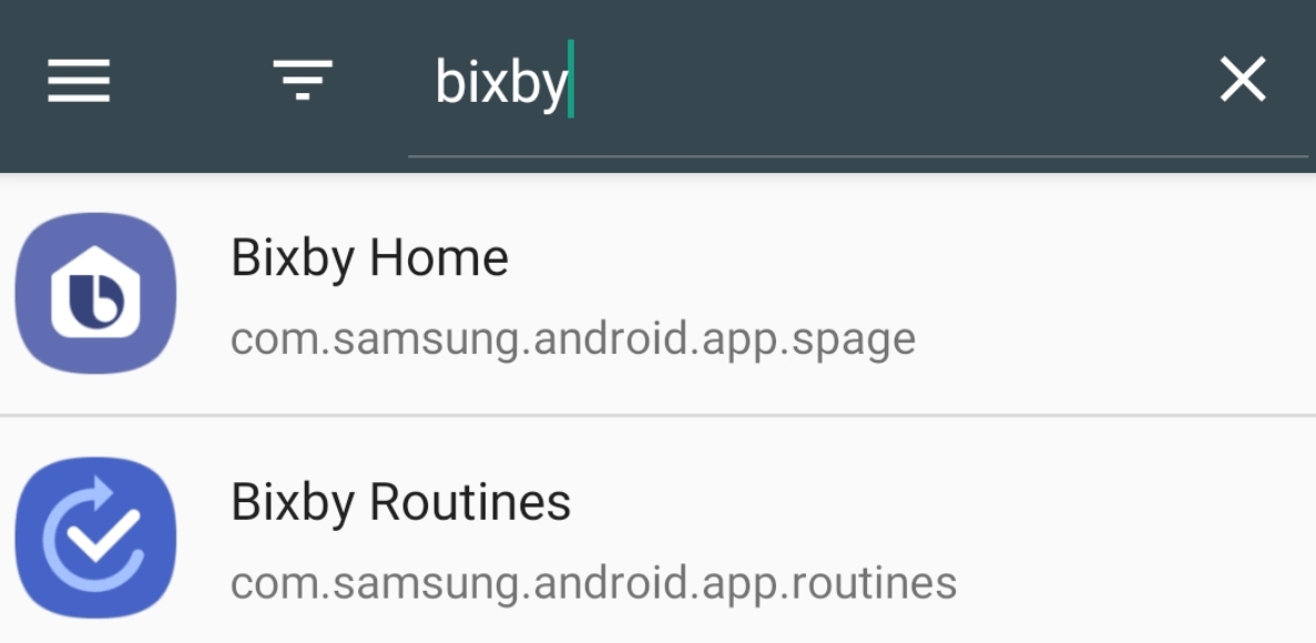 bixby app uninstall