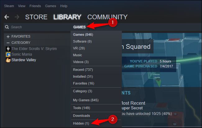 How to See Hidden Games on Steam