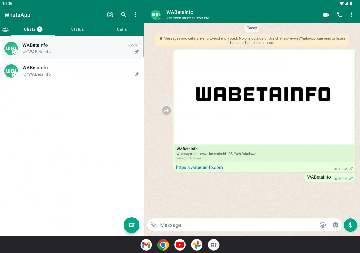 WhatsApp for tablets